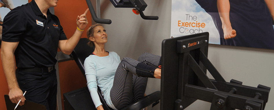 woman at the exercise coach studio